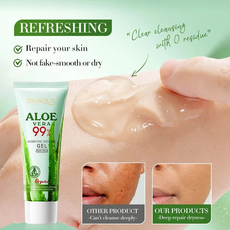 Soothing aloe vera gel for moisturizing face and body skin