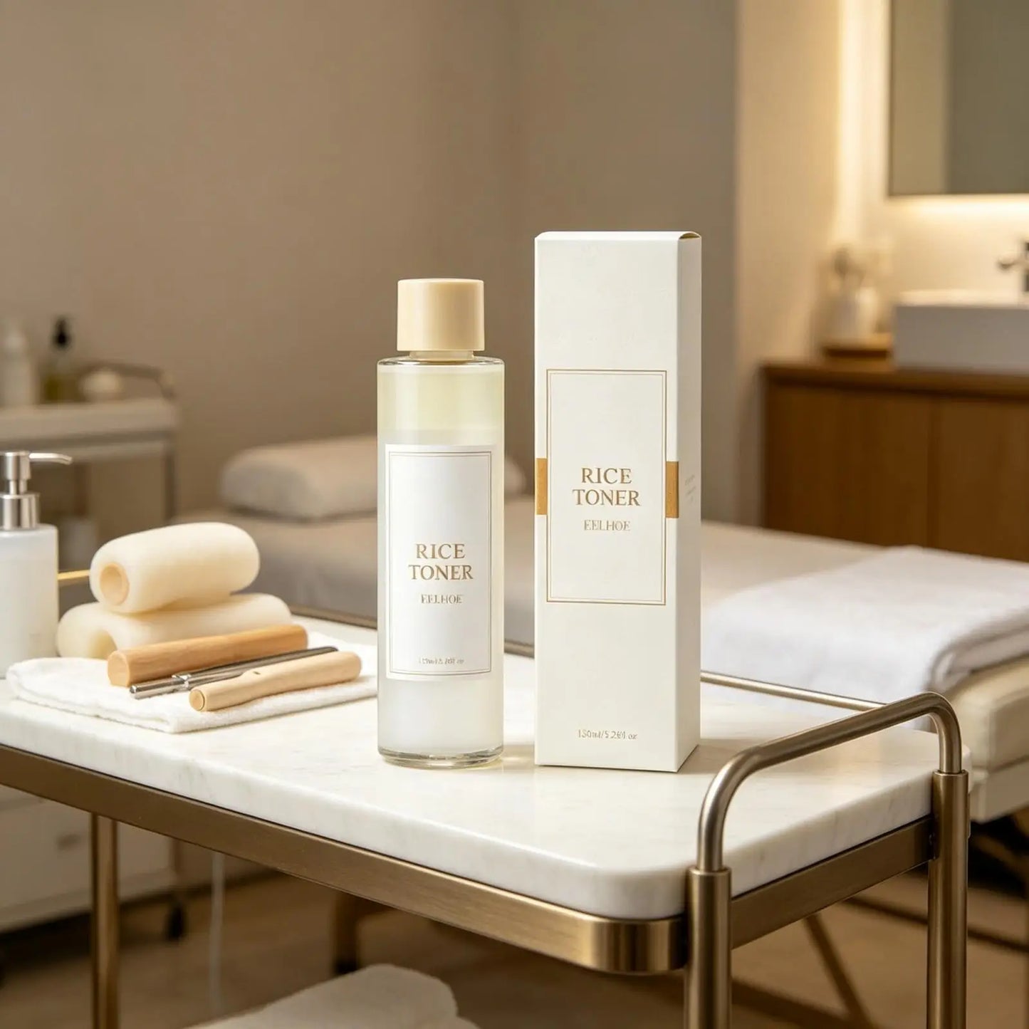 EELHOE Rice Niacinamide Pore-Minimizing Toner — Rice & Niacinamide — Product packaging box with rice extract callout