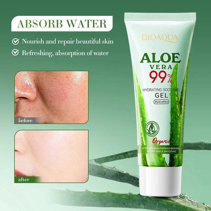 Soothing aloe vera gel for moisturizing face and body skin