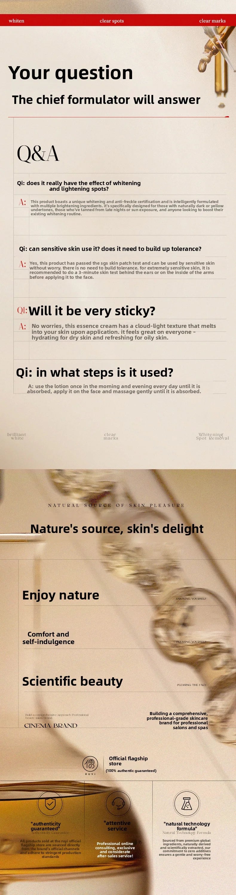 RUYI 377+577 Whitening Spot Fading Repair Cream Deep Moisturizing Freckle Fade Brightening Hydrating Face Cream