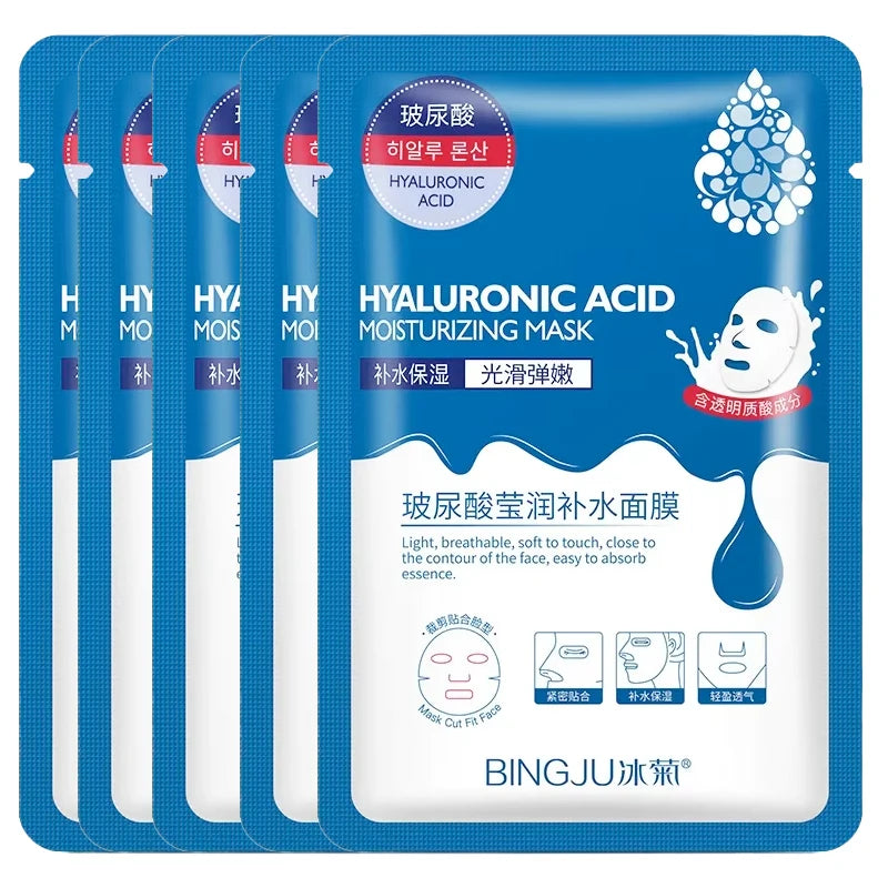 Pack of five hyaluronic acid pore-shrinking sheet masks