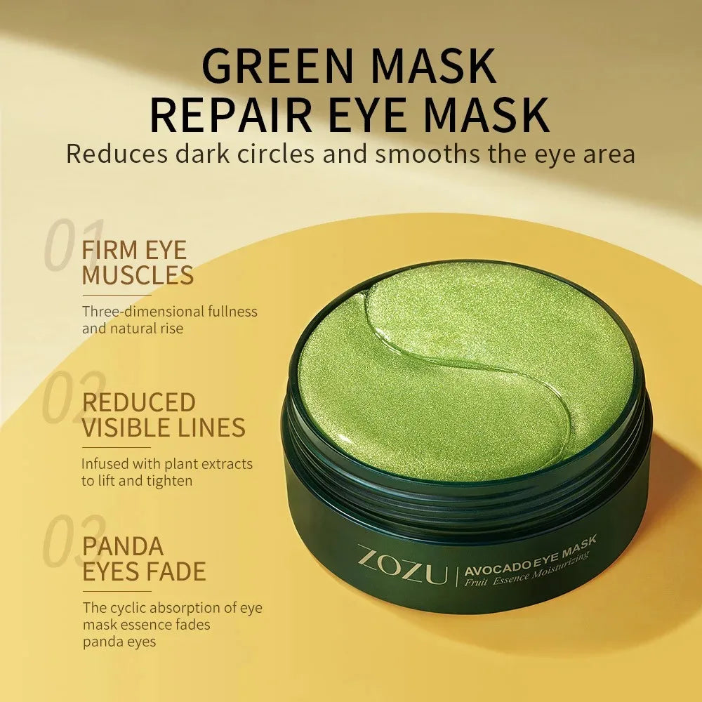 SkinSwaag Beauty CLAFACES — Avocado Gold — Eye mask product front view with ingredients label