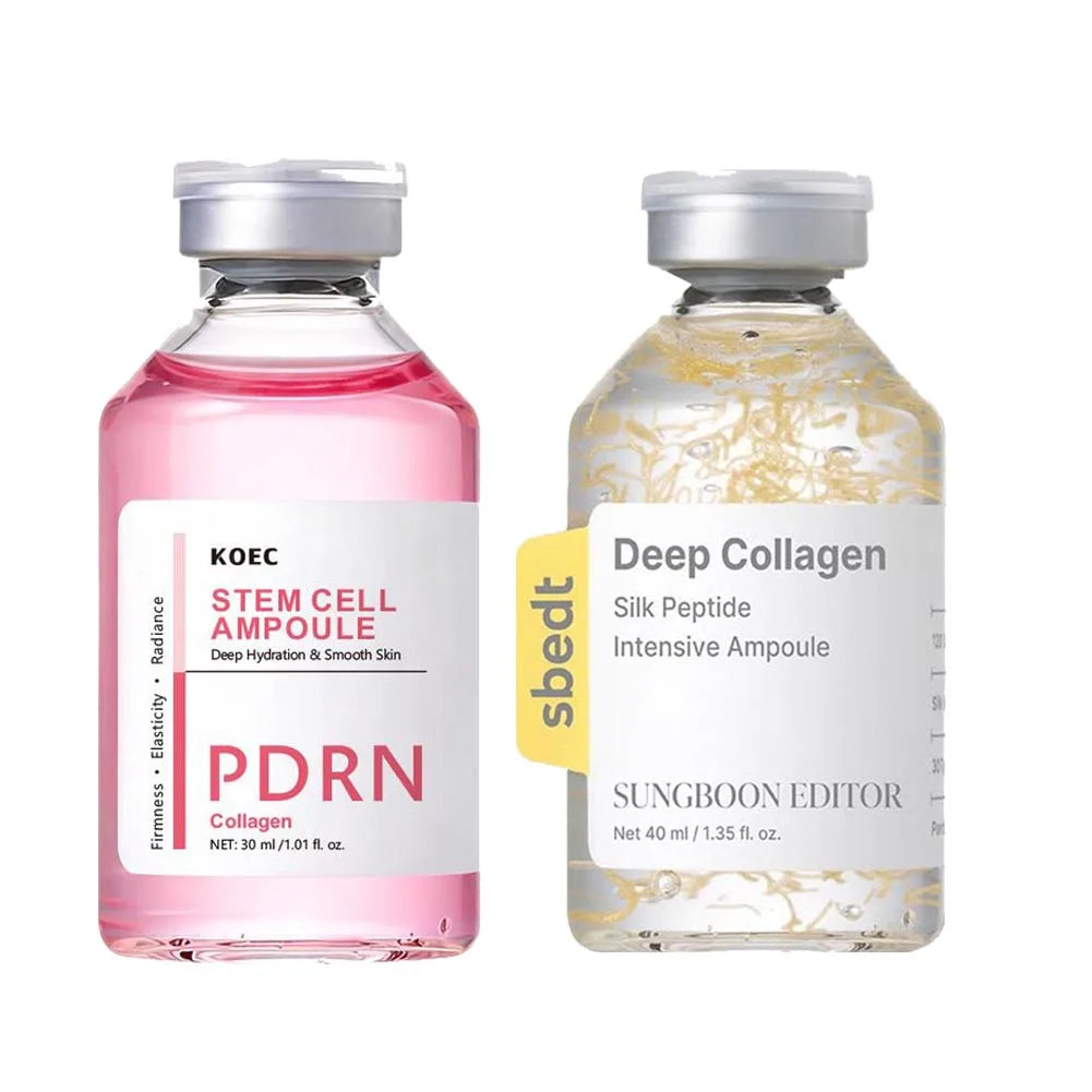 Pink brightening ampoule serum bottle with dropper on clean background