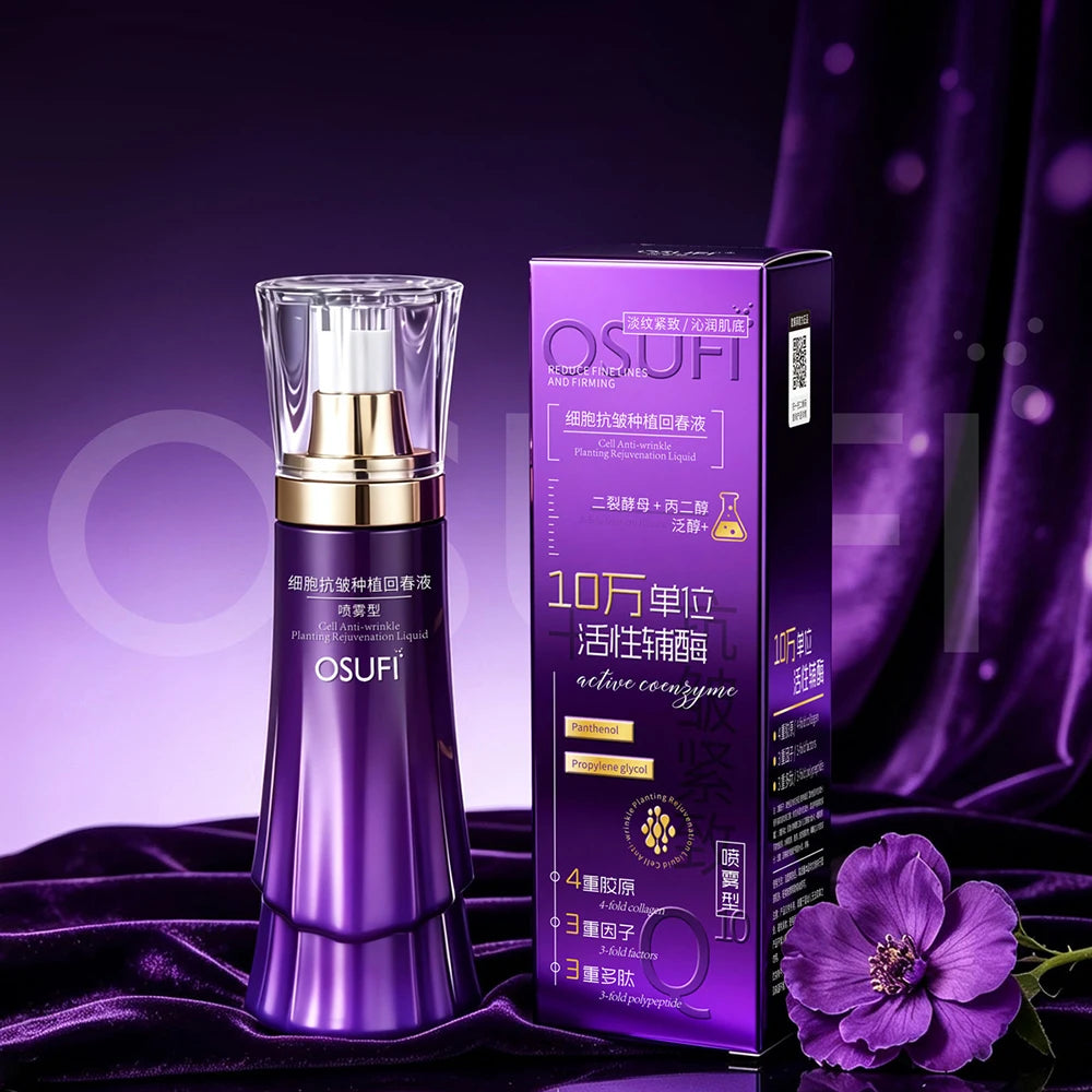 OSUFI Rejuvenation Liquid Facial Spray — Purple Bottle with matching packaging
