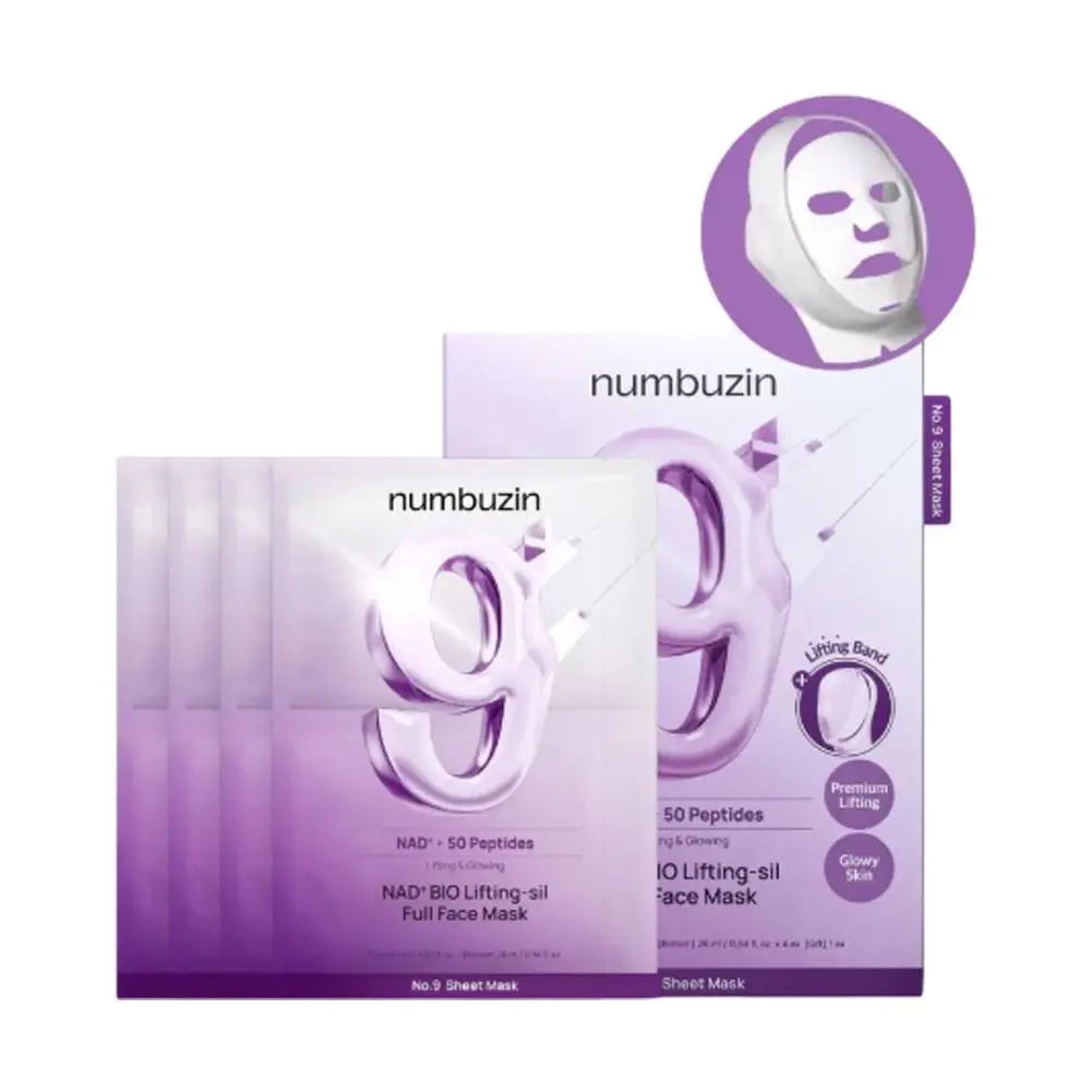 Numbuzin No.9 NAD+ BIO Lifting Mask — NAD+ bio lifting — full pack box display