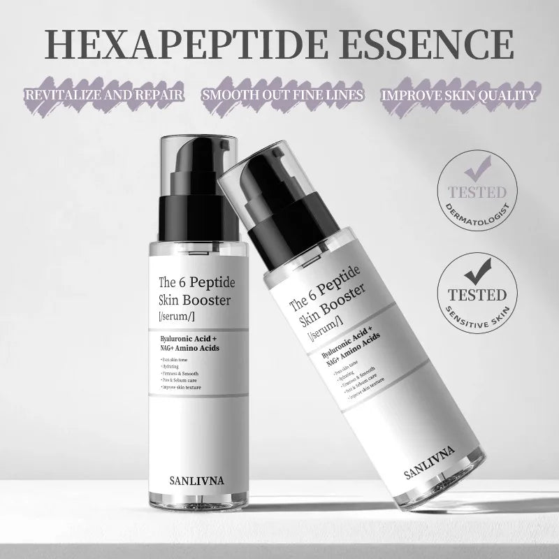 Peptide essence skincare set with collagen serum bottles for fine lines and brightening