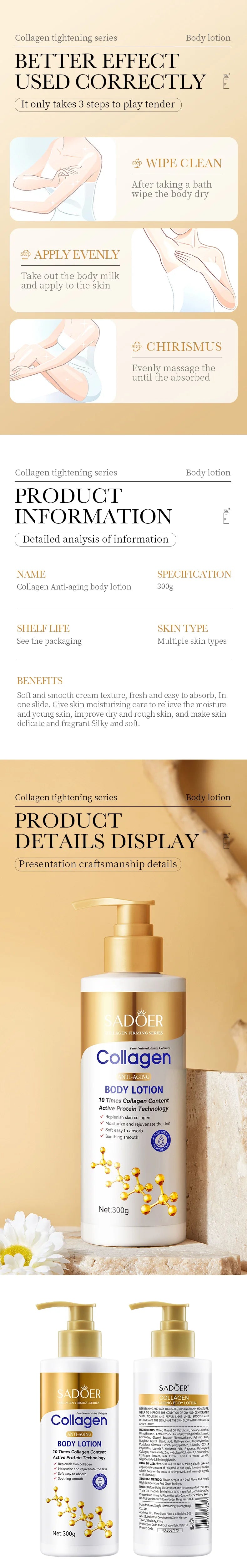 Collagen milk face and body cream container for brightening and moisturizing skin