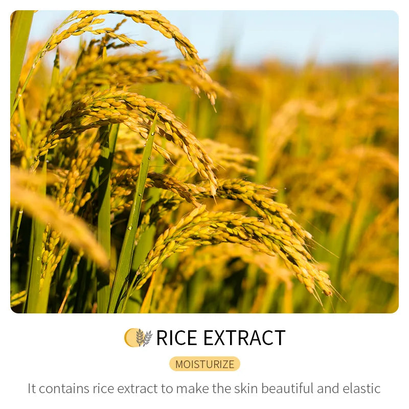 Single-use hydrating and firming rice sheet face mask sachet for moisturizing skincare