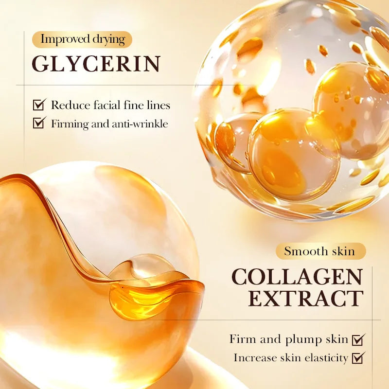 24K gold and collagen facial serum bottle with dropper for brightening and anti-aging