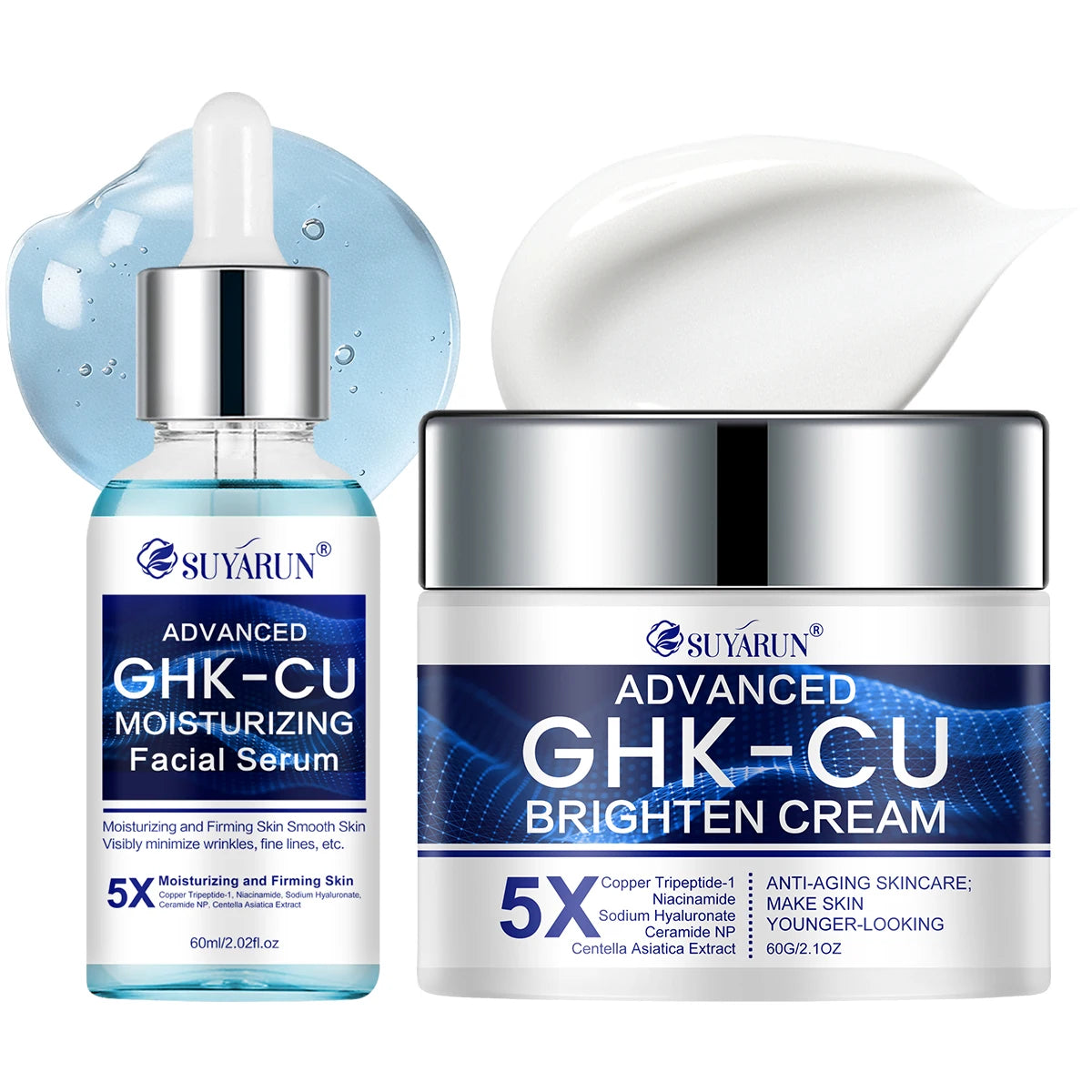 SkinSwaag Beauty SUYARUN GHK-CU Copper Peptide Firming Face Cream & Serum Duo — copper peptide GHK-CU — product on white background