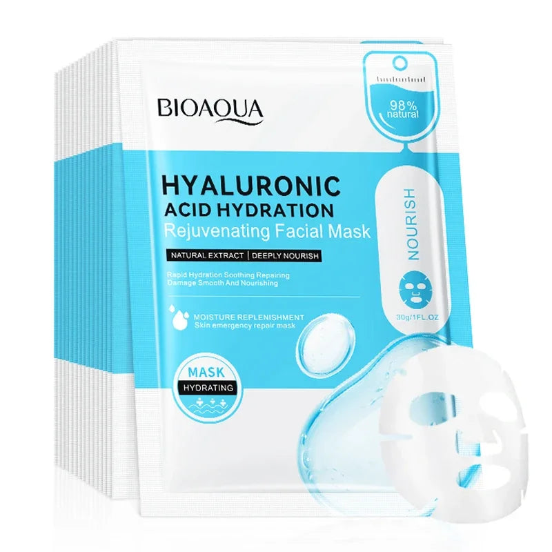 Hyaluronic acid moisturising sheet mask pack with 10 individual face masks