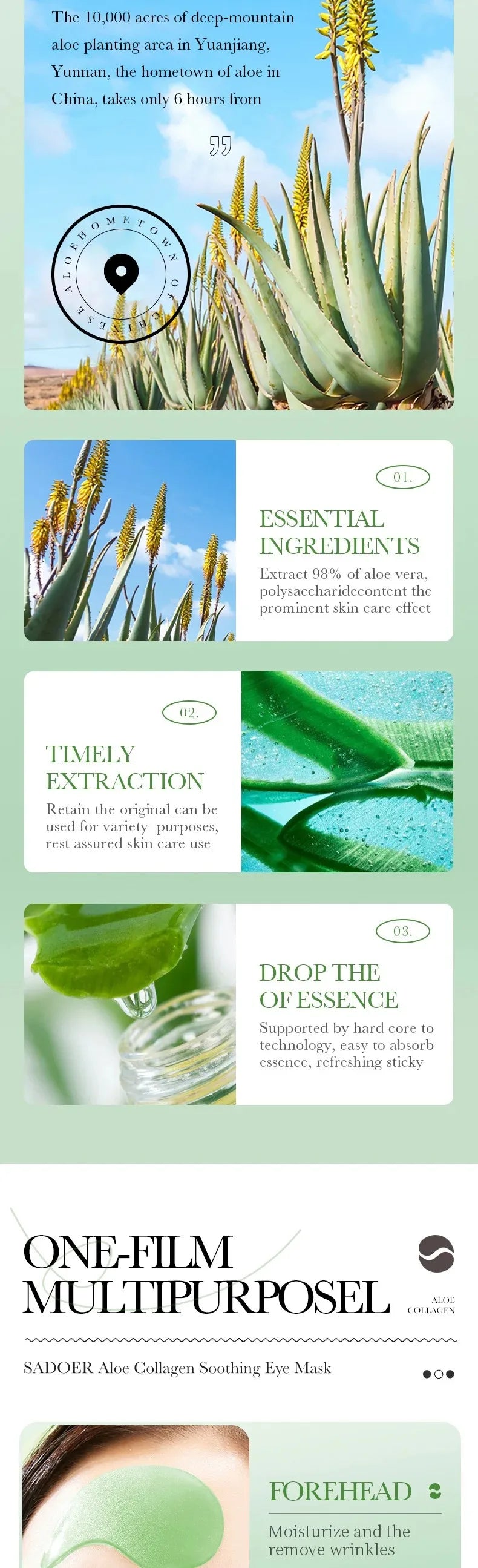 SADOER Aloe Vera Collagen Eye Mask — aloe vera + collagen — before and after eye area