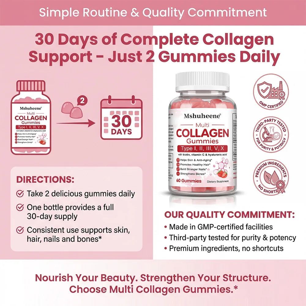 SkinSwaag Beauty ZENVITALIZE Collagen Complex Gummies — collagen + biotin + vitamin C — ingredient list on packaging on white background