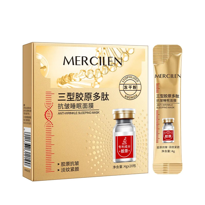MERCILEN Collagen Polypeptide Overnight Sleeping Mask — Collagen & Polypeptide — Before and after anti-wrinkle hydration results