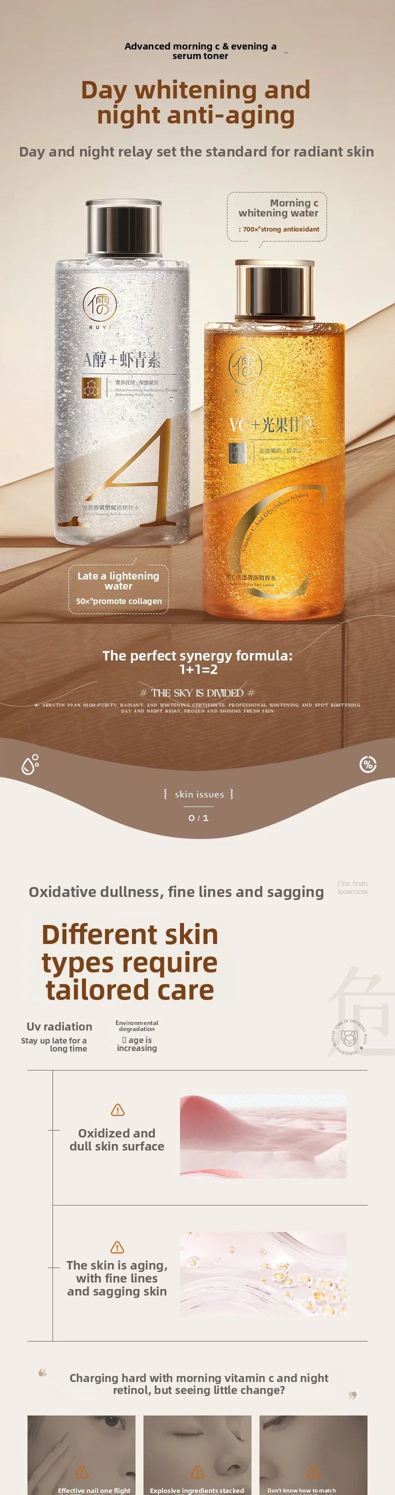 RUYI Arbutin Toner Radiant Water Hydrating Moisturizing Essence Yellowing Removal Brightening Pore Shrinking for Skin Care