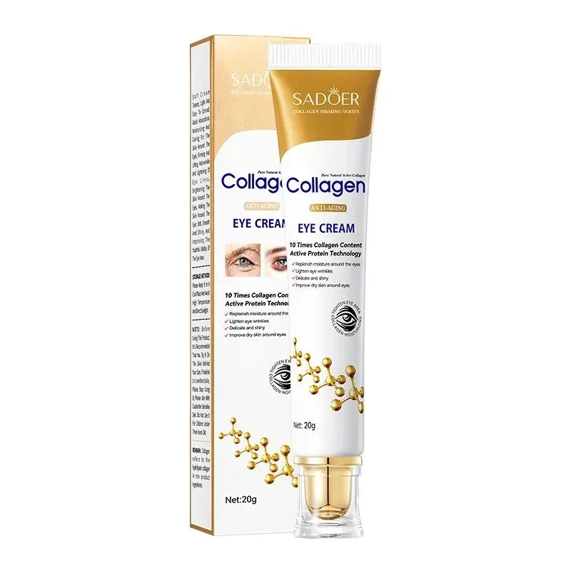 Collagen skin care set with eye cream and moisturizing face cream for anti-aging and dark circle care.