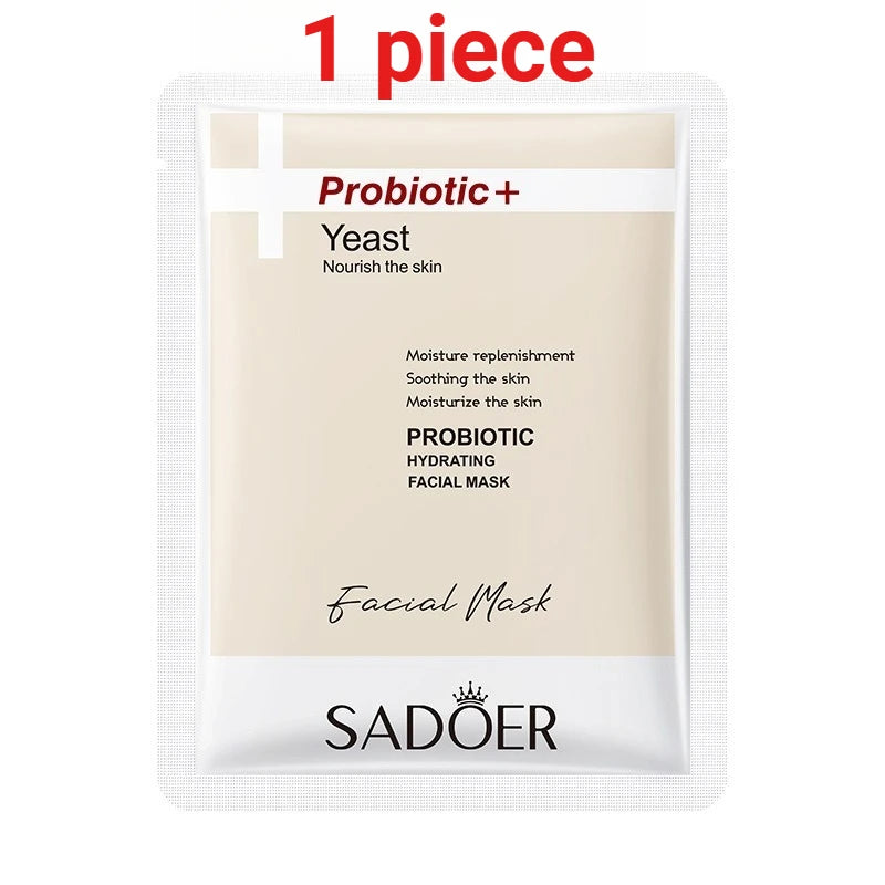 Facial sheet mask enriched with probiotics, hyaluronic acid, and niacinamide for skin hydration