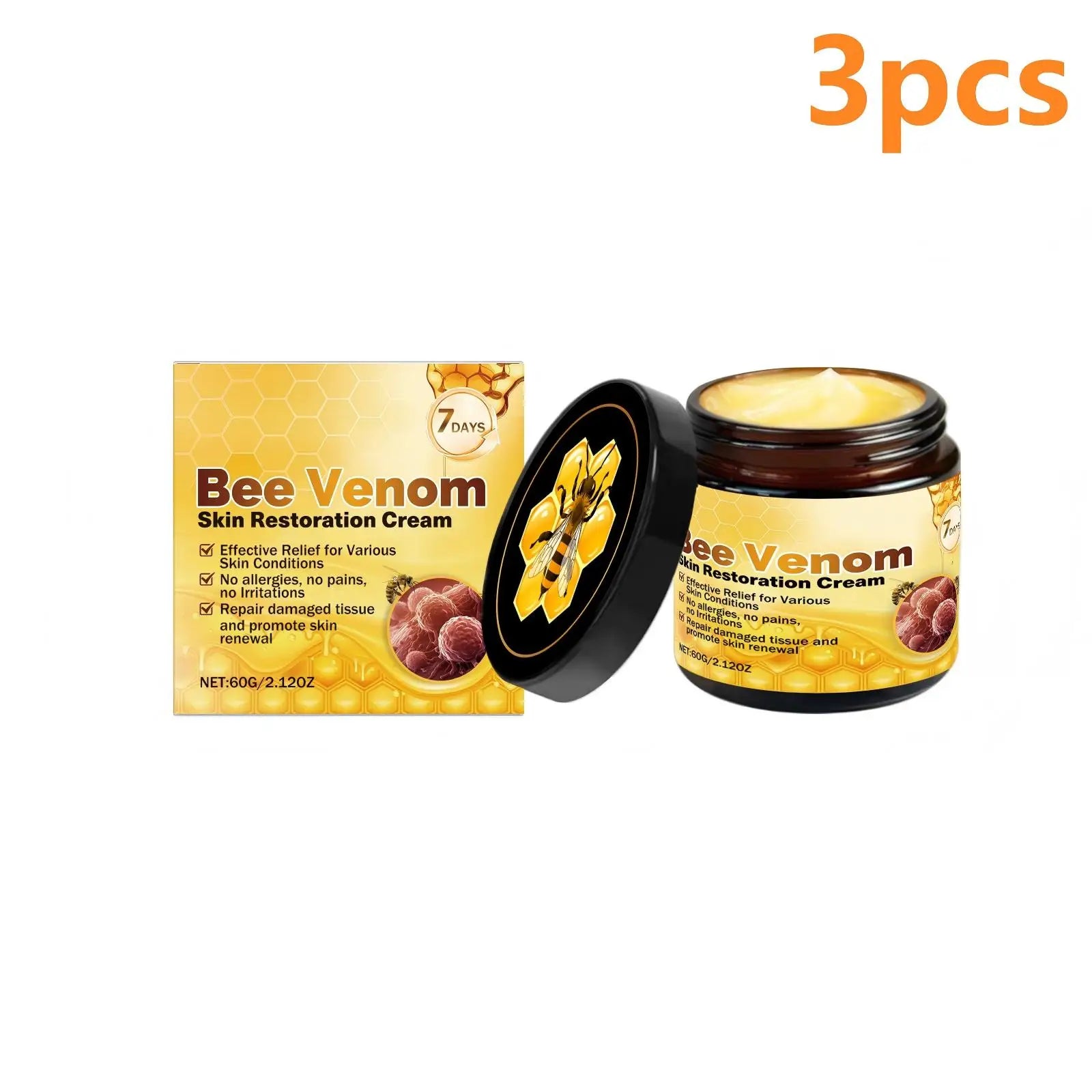 7 Days Bee Venom Skin Restorating Cream — Bee Venom & Collagen — Skin elasticity improvement result