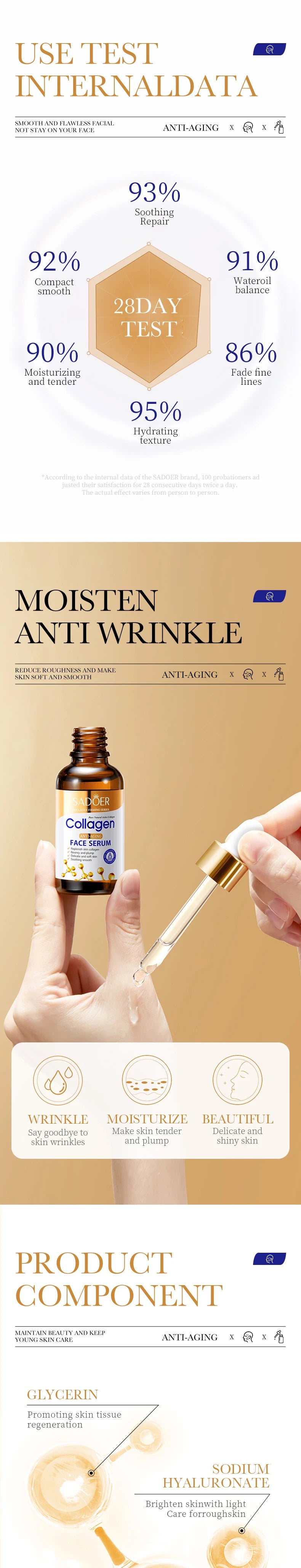 Facial essence serum bottle for collagen nourishment and firming
