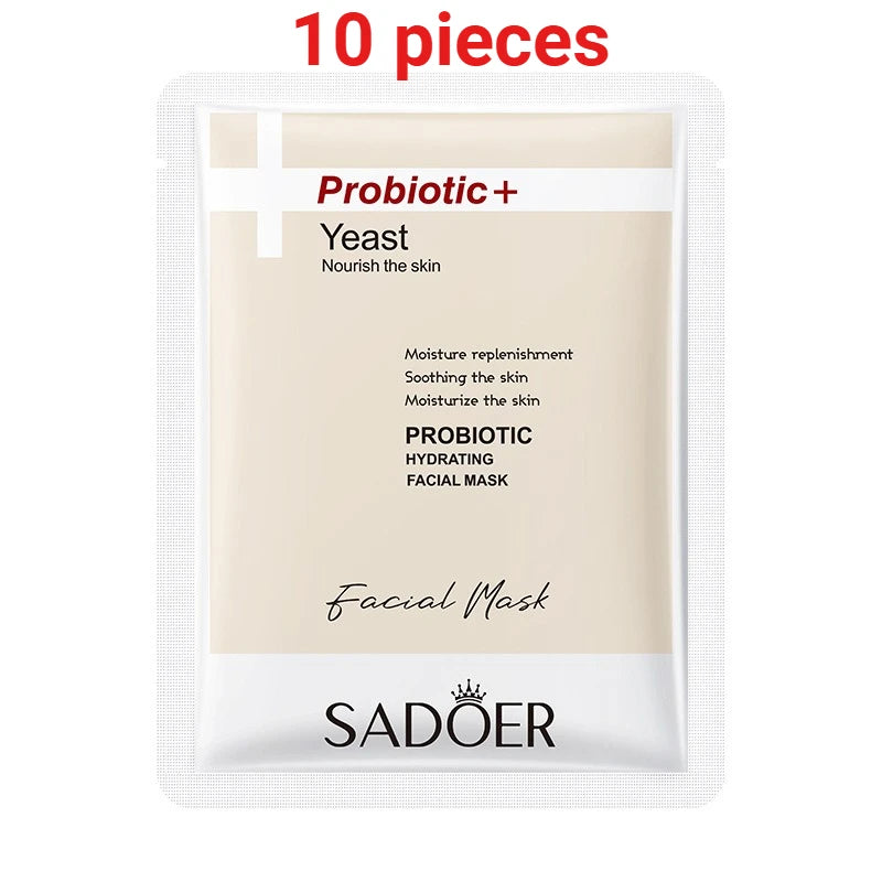 Facial sheet mask enriched with probiotics, hyaluronic acid, and niacinamide for skin hydration