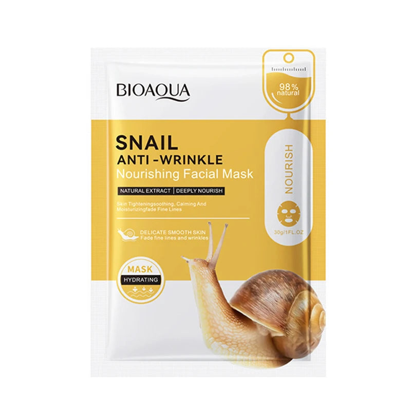 Snail extract sheet mask pack for hydrating and brightening, 10 pieces
