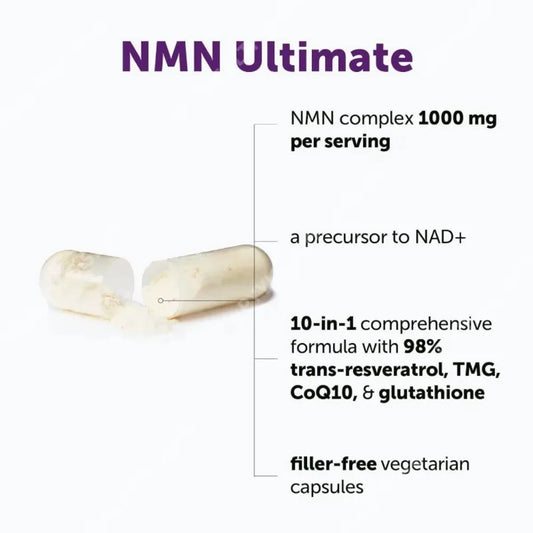 NMN Capsules 1000mg Per Serving with Resveratrol CoQ10 Vitamin C Vegan Formula Daily Wellness Supplement Clean Ingredients 120Ct