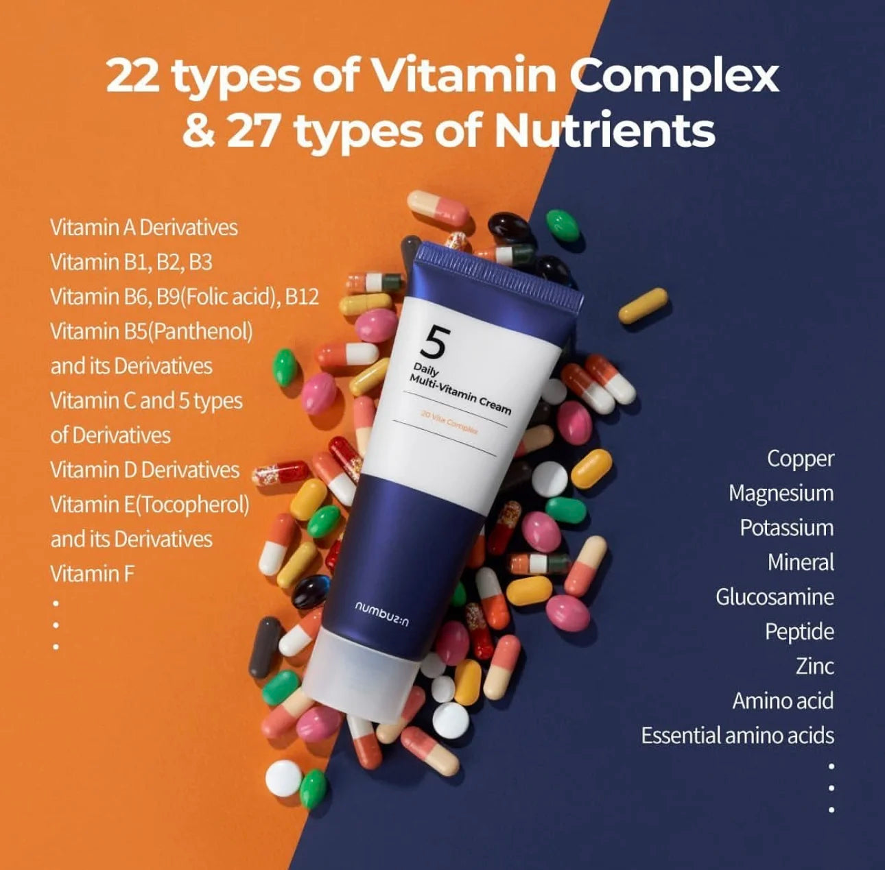 NUMBUZIN No.5 Daily Multi-Vitamin Brightening Cream — 20 Vita Complex — Cream texture and nourishing consistency detail