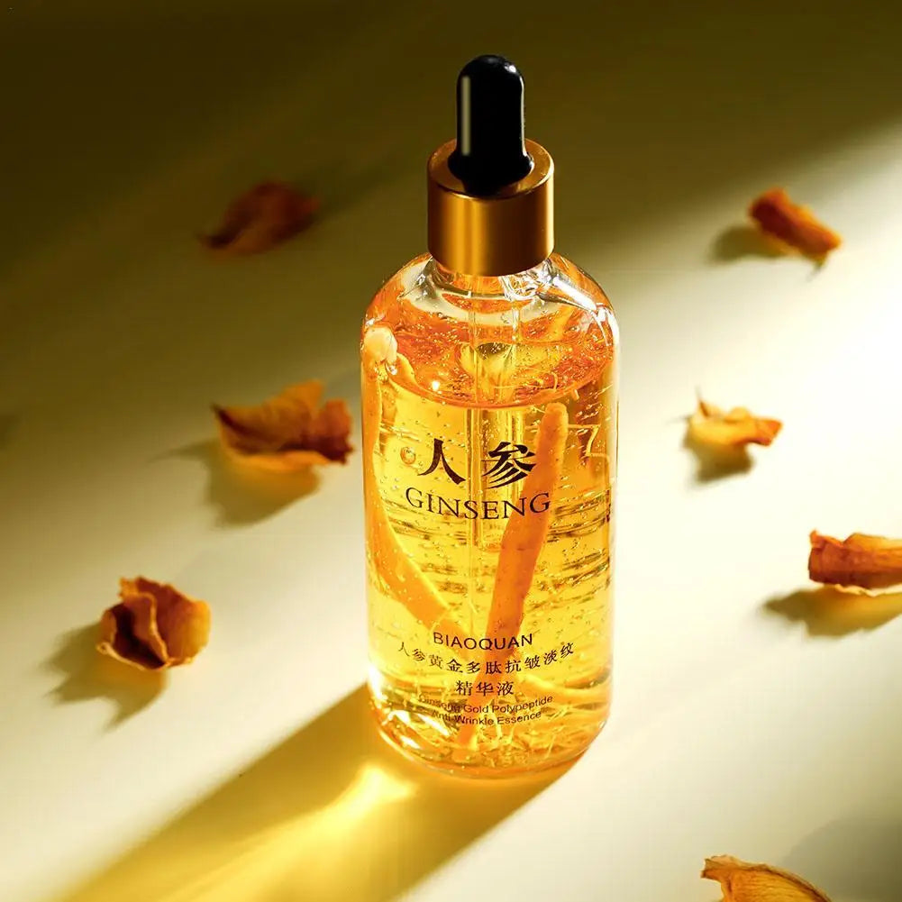 SkinSwaag Beauty — BIOAQUAN Gold Ginseng Polypeptide Glow Serum — Gold dropper bottle on white background
