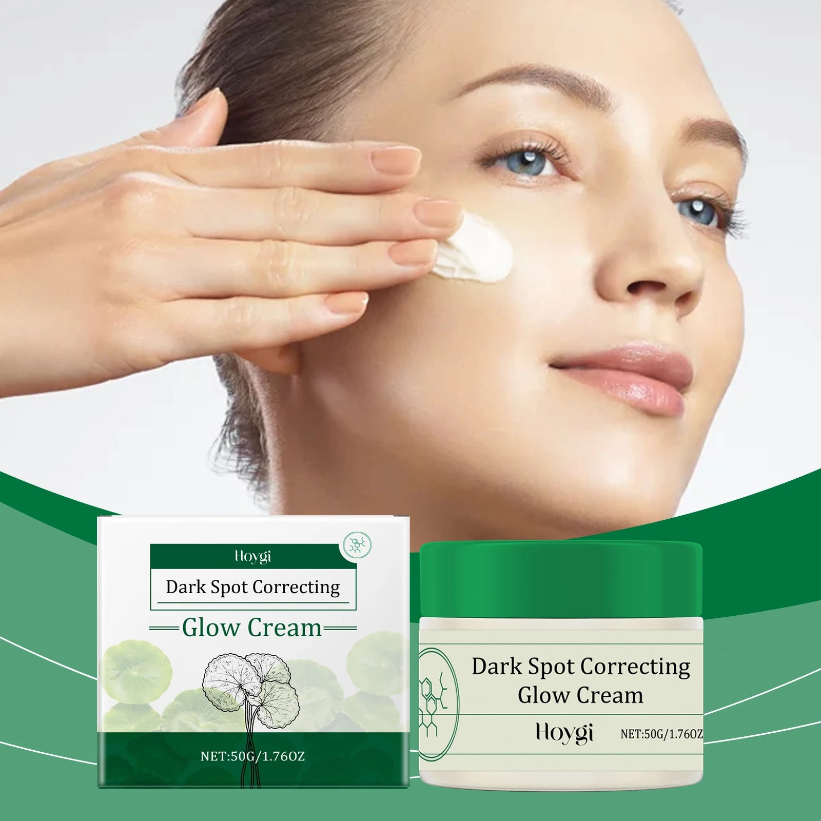 Dark spot correcting face cream jar with brightening skincare benefits