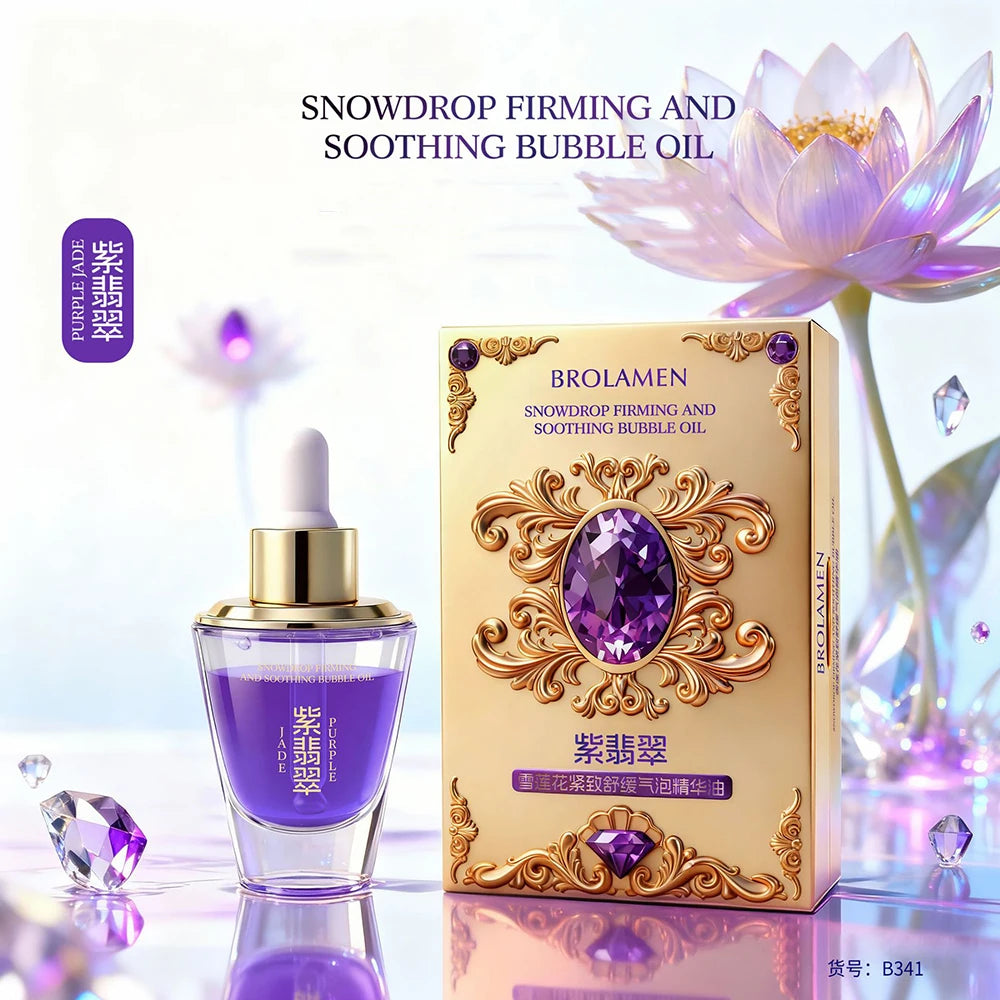 SkinSwaag Beauty — BROLAMEN Snow Lotus Lifting Bubble Serum — White and blue pump bottle on white background