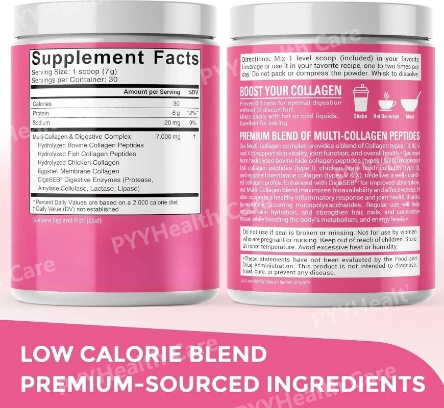 SkinSwaag Beauty Multi Collagen Peptides Powder Types I II III V X — collagen peptides — powder in scoop on white background