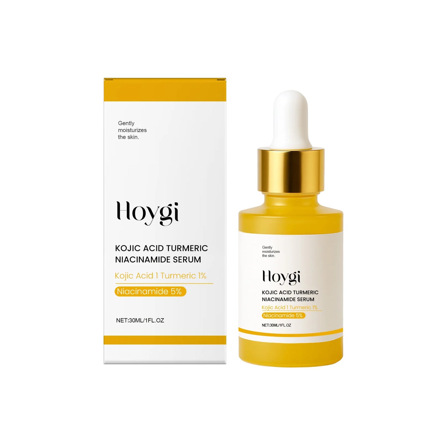 Hoygi Kojic Turmeric Brightening Facial Essence — Kojic Turmeric — Complete product and packaging set view
