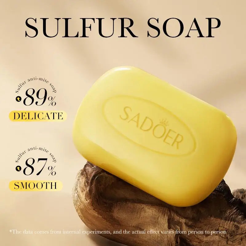 Sulfur soap bar for cleansing, mite removal, and moisturizing skin