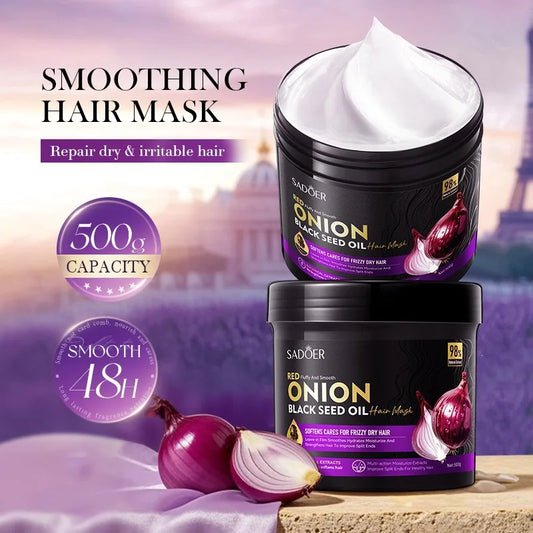 SADOER Onion Black Seed Oil Shampoo & Hair Mask Repair Set
