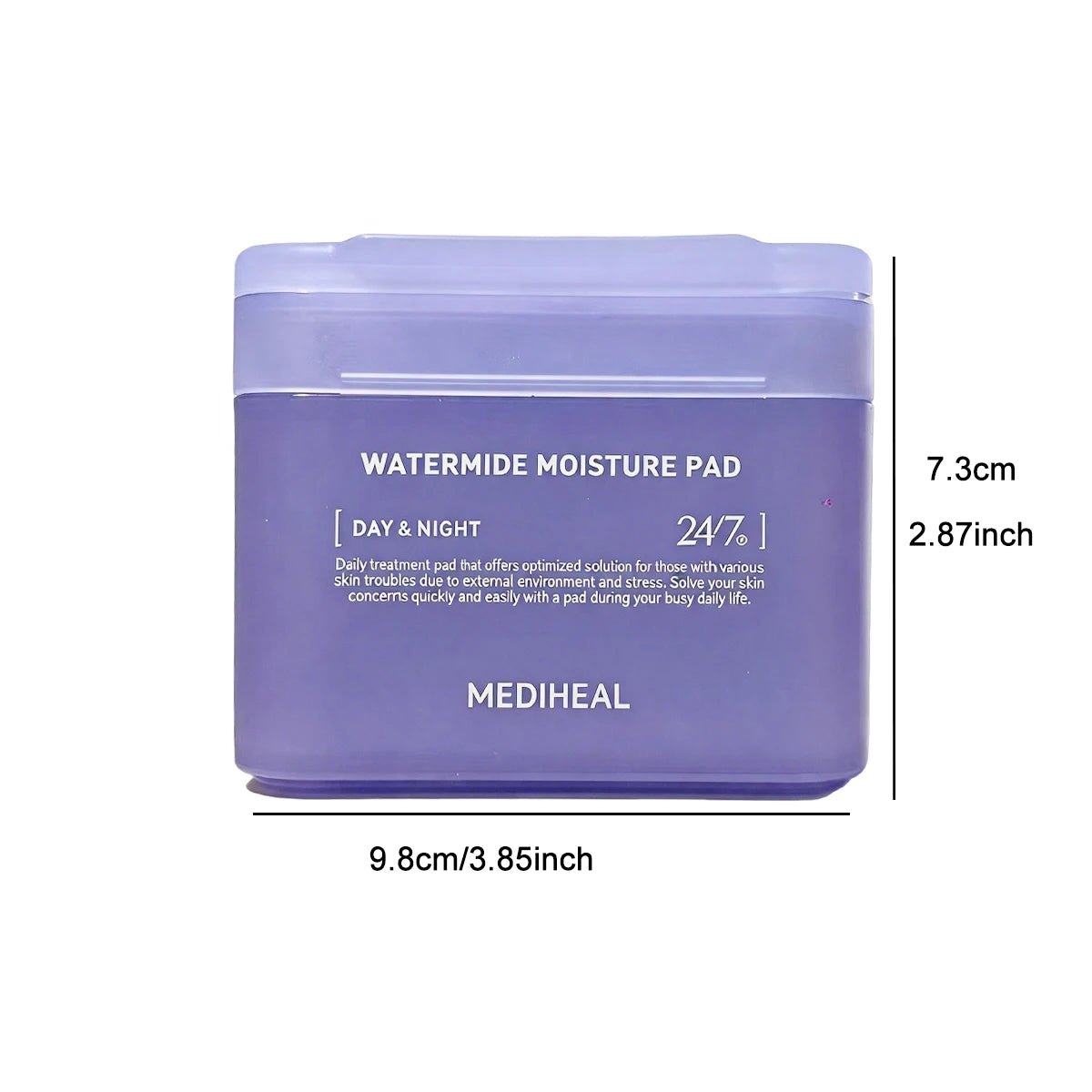 Round jar of pre-soaked daily moisturizing facial toner pads for hydration, Korean skincare.