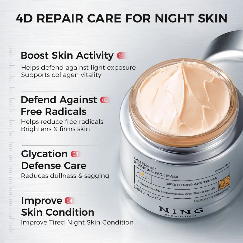 Overnight repair face mask with astaxanthin and niacinamide in a jar