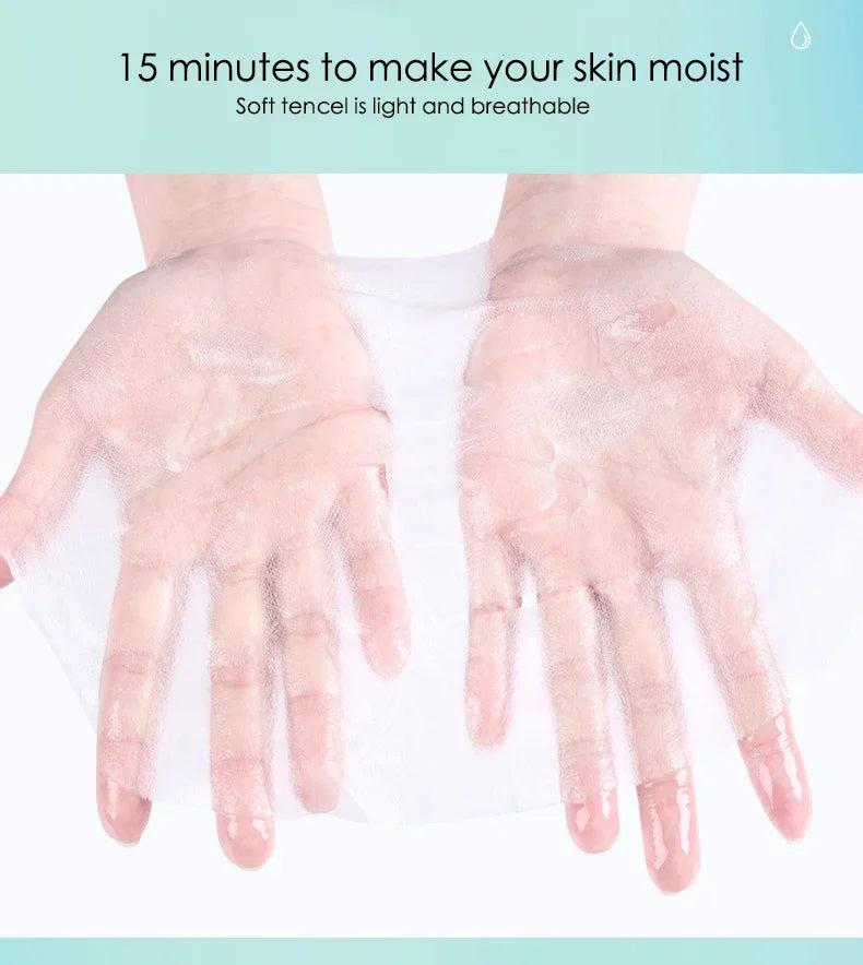 Sheet mask sachet with hyaluronic acid pore-shrinking skincare formula