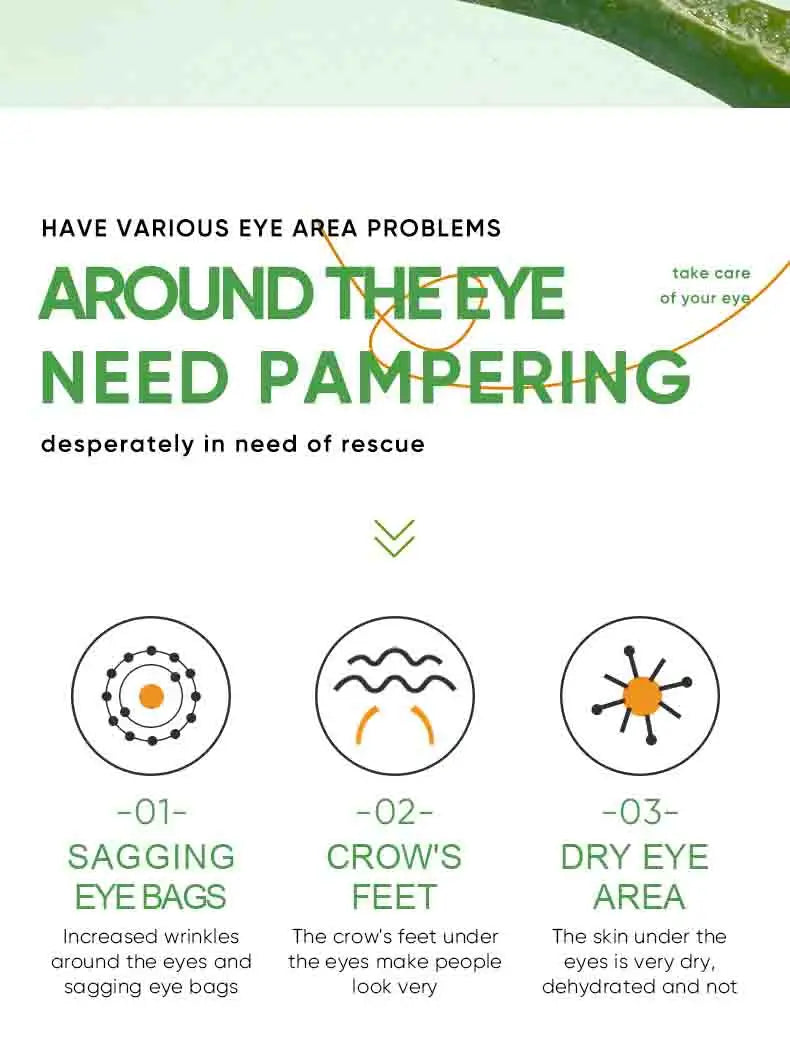SADOER Aloe Vera Eye Cream Anti Dark Circles Eye Bags Remover Nourishing Moisturizing Firming Eyes Creams Skin Care Proudcts