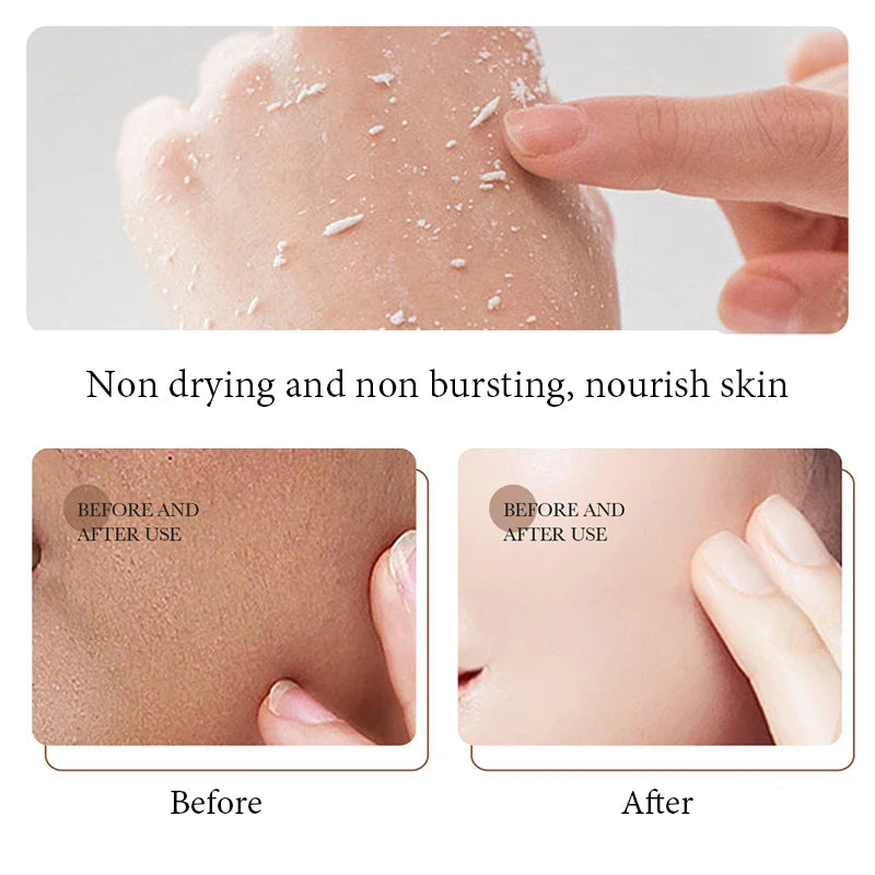 White rice facial scrub gel and cream tube for exfoliating and brightening skin
