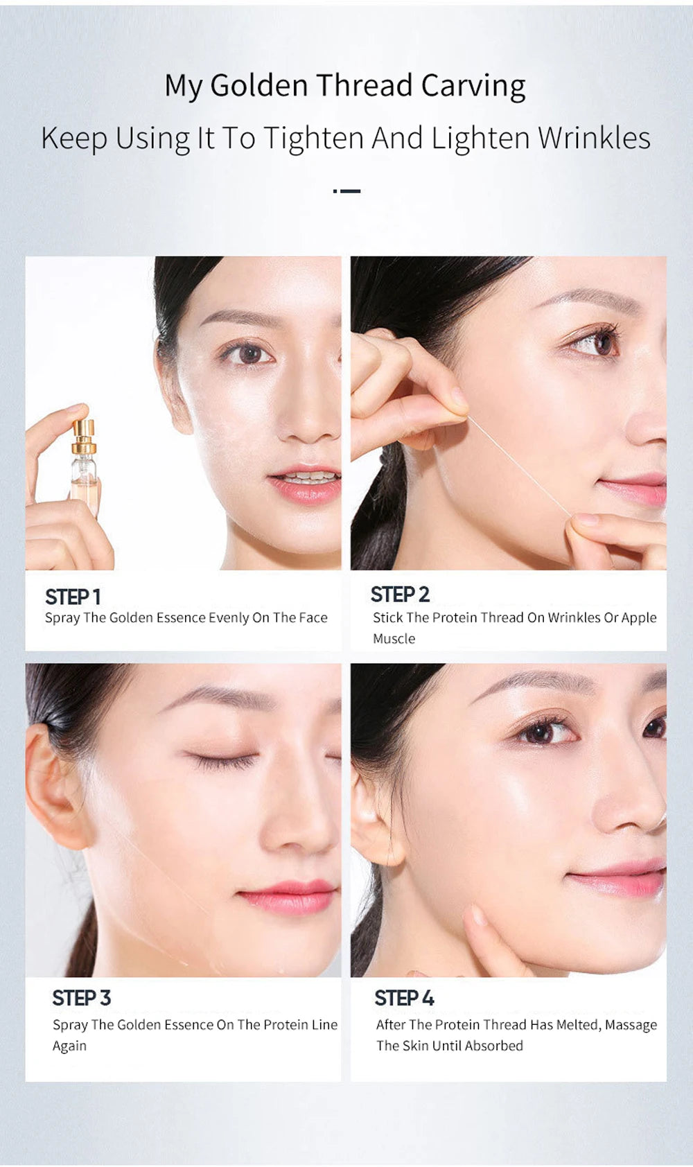 Gold peptide lifting face serum in dropper bottle