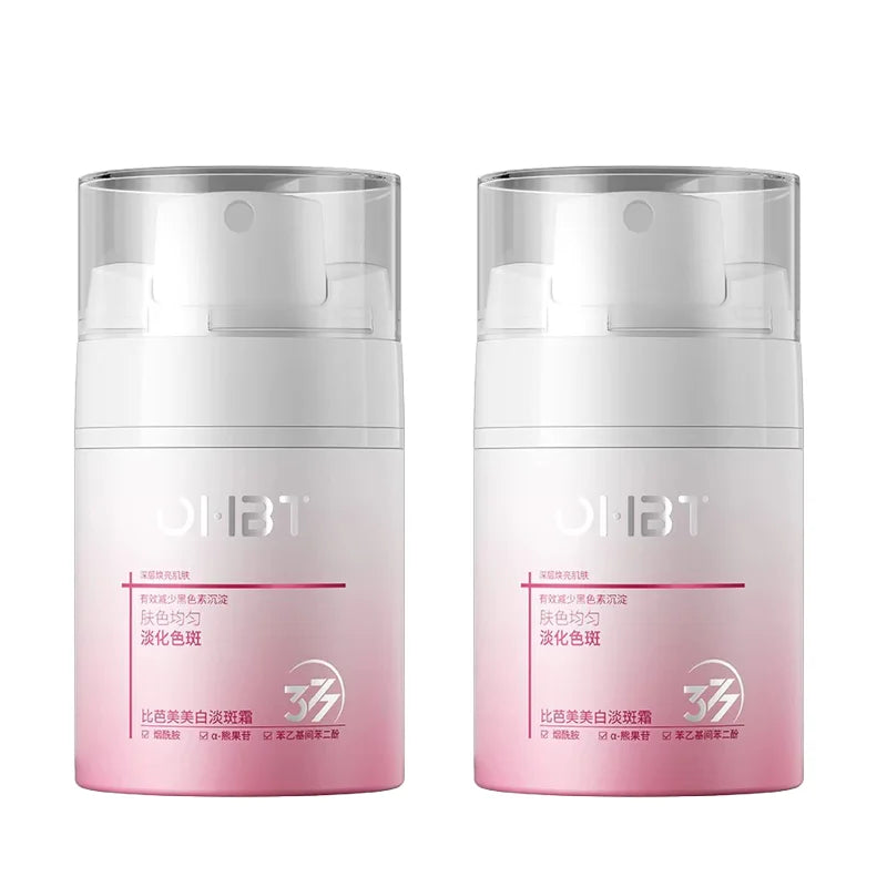 OHBT Face Skin Care Whitening Freckle Cream — Whitening & Niacinamide — Ingredient label close-up