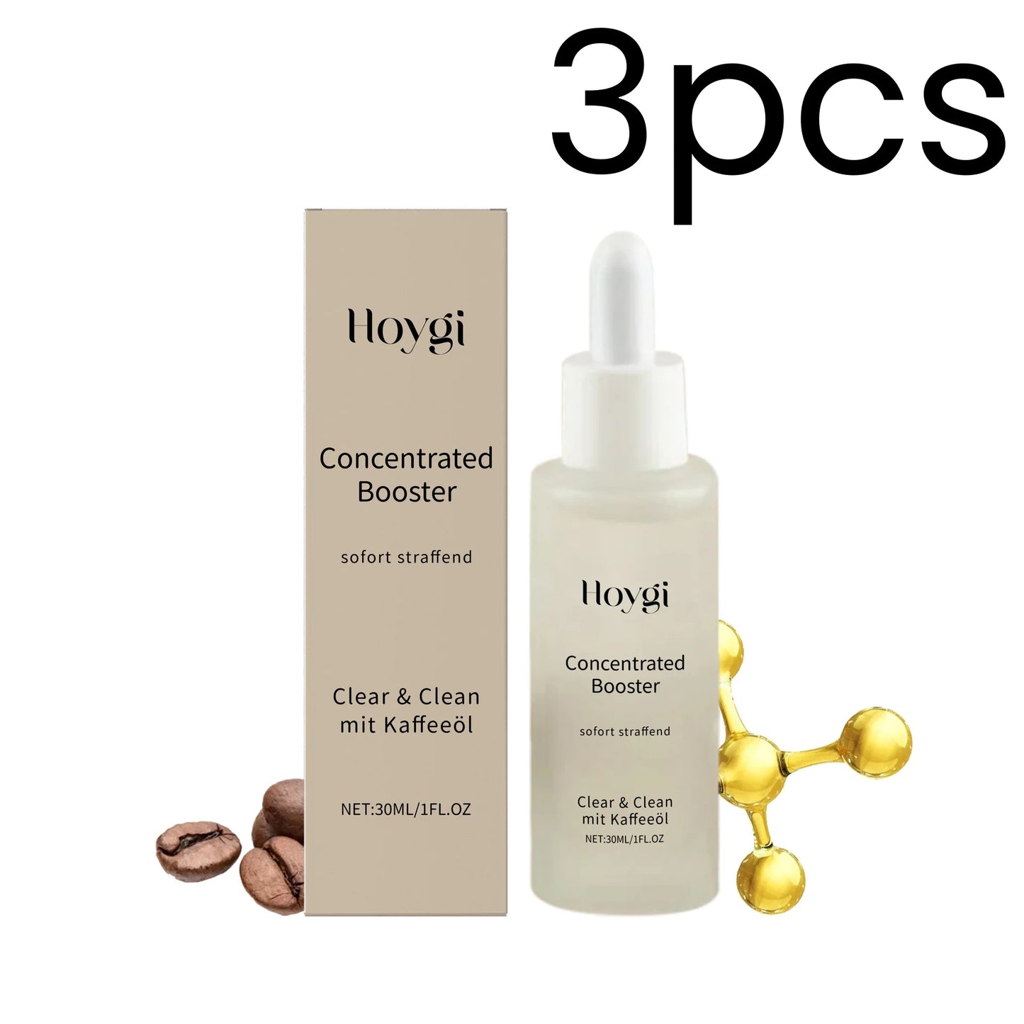 HOYGI — Coffee Oil Booster Serum — Radiance effect demonstration on skin