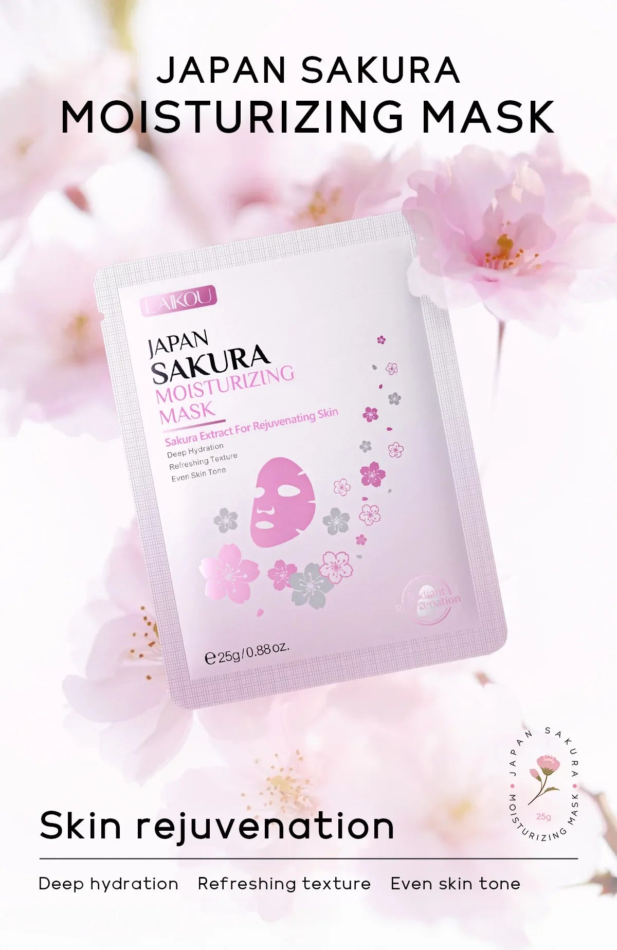 Sakura hydrating brightening sheet mask with cherry blossom design