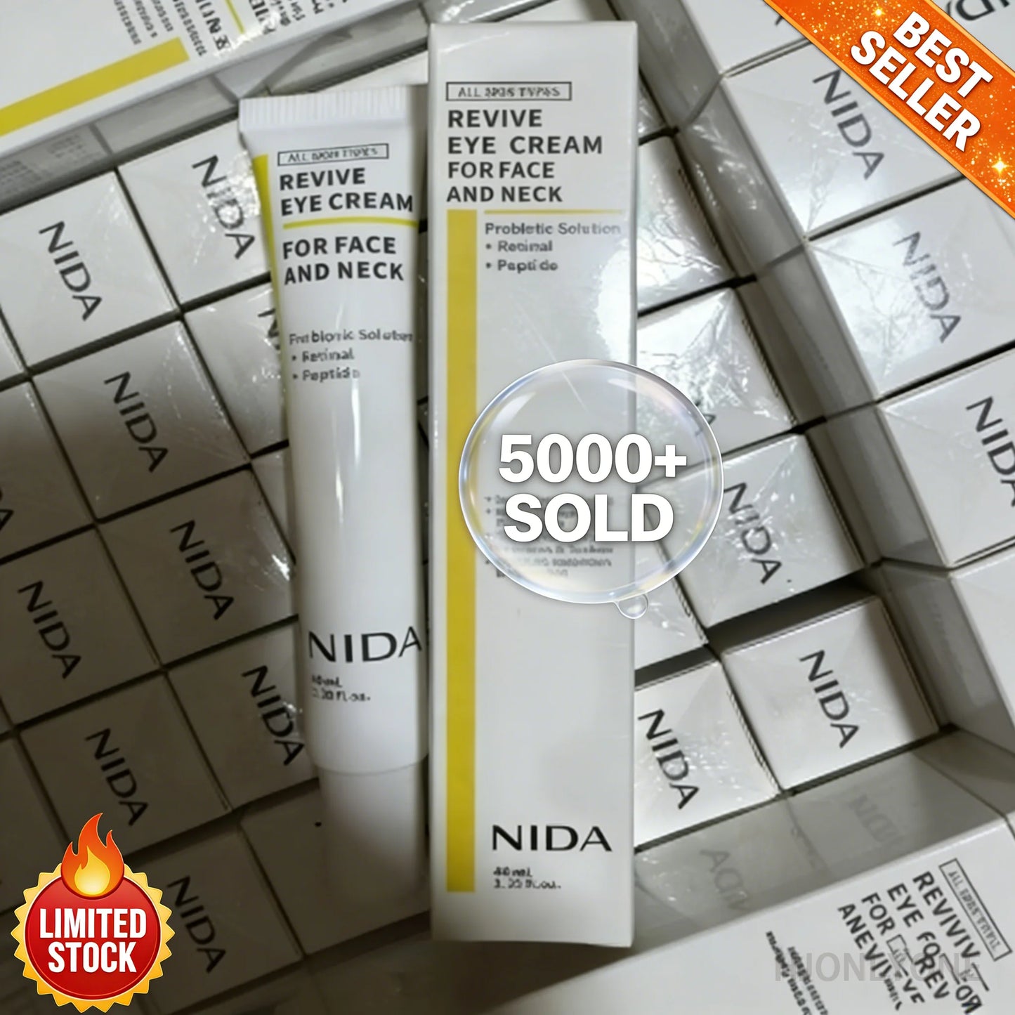 NIDA Facial Serum Eye Cream Set — Peptide & Propolis — Serum applied on skin firming and brightening demo