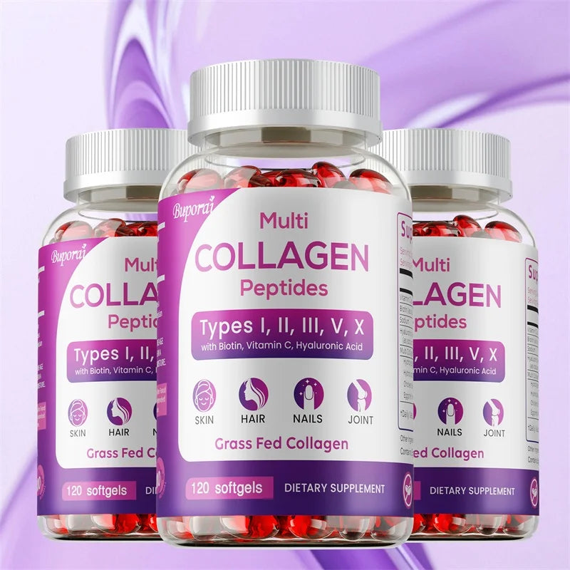 SkinSwaag Beauty BuPOREI Multi Collagen Peptides — collagen + biotin + vitamin C + hyaluronic acid — supplement jar front view on white background