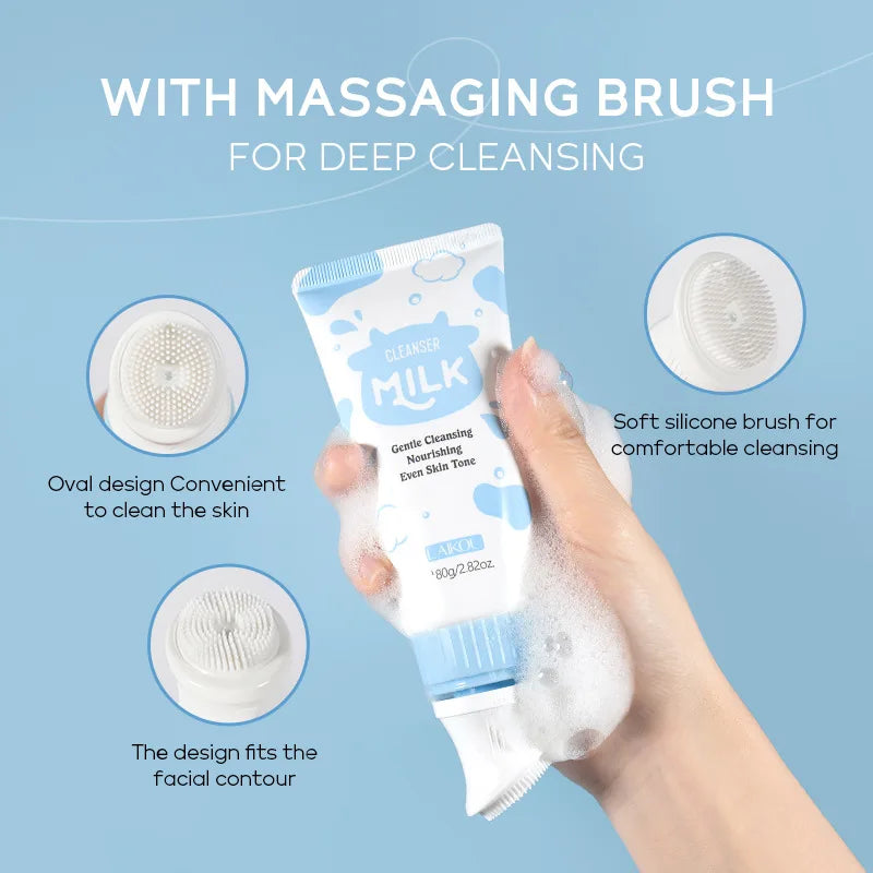 LAIKOU Hyaluronic Acid Milk Cleanser — Hyaluronic Acid — Cleanser foam and milky texture detail