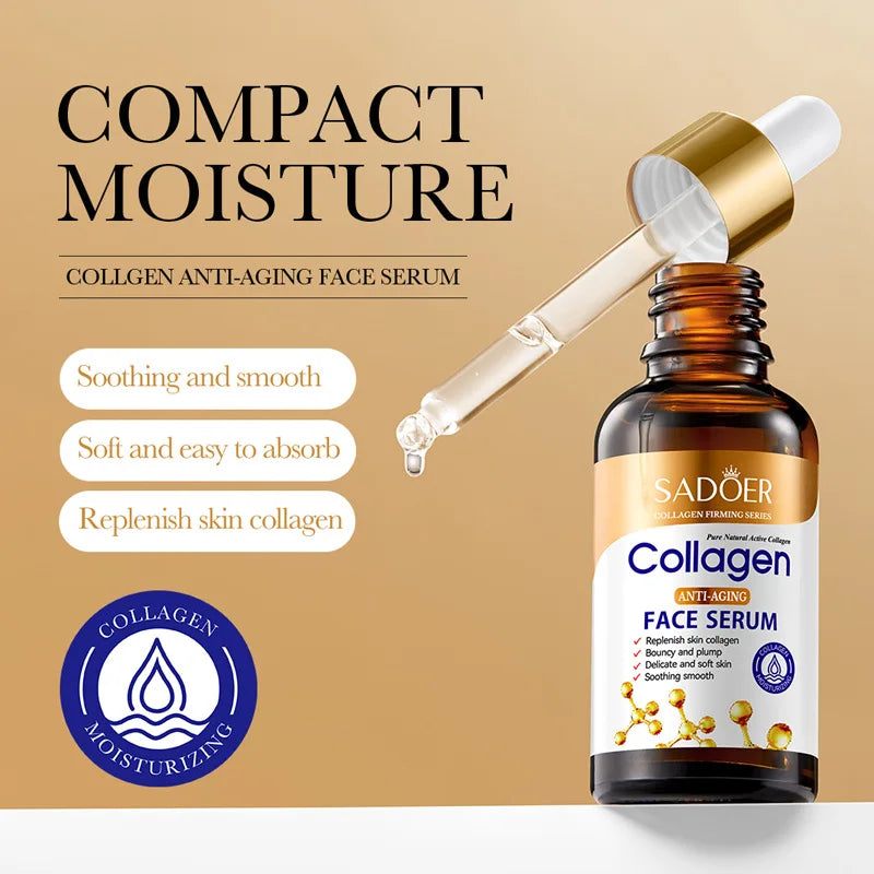 Collagen facial essence serum bottle for anti-wrinkle, firming and brightening skin care