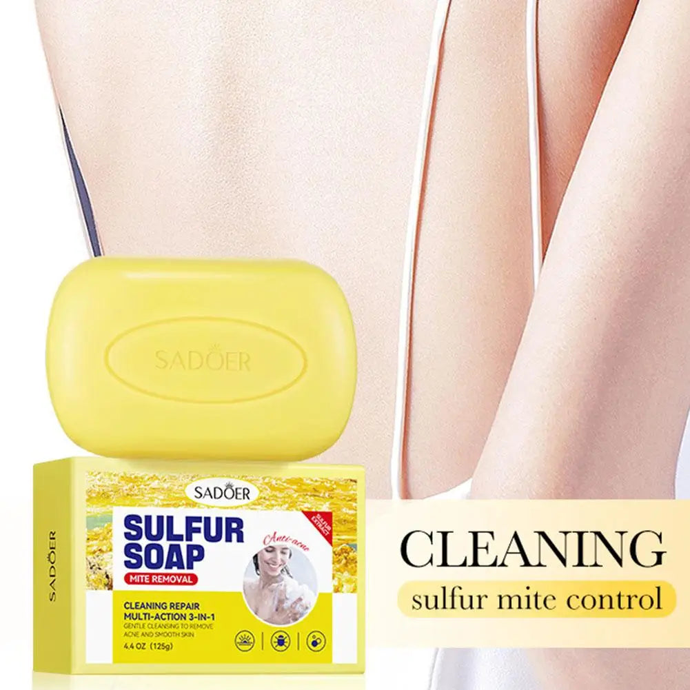 Soap bar with sulfur for removing mites and moisturizing skin