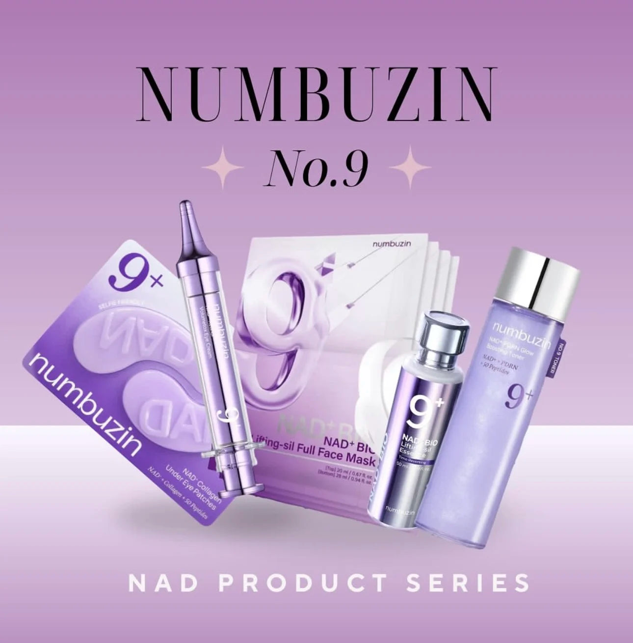 NUMBUZIN No.9+ Time-Reversing Complete Skincare Set — Retinol & PDRN — Lifting essence bottle front view close-up