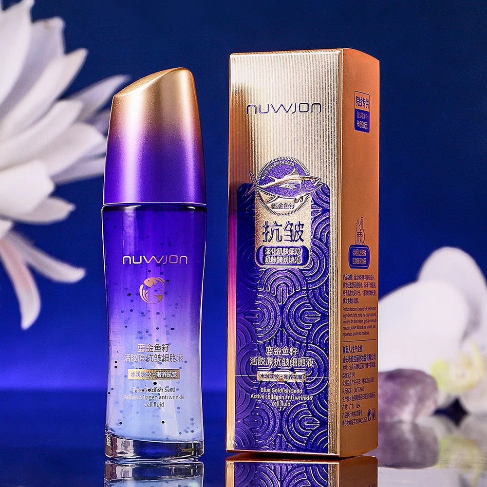 NUWJON Blue Goldfish Seed Active Collagen Anti Wrinkle Cell Liquid Moisturizing Refreshing Soft Face Care Essence Beauty Skincare  50ml